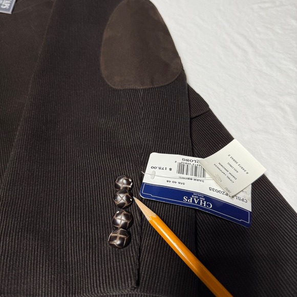NEW Chaps Corduroy‎ Blazer Jacket Sport Coat Men's Size 42L Dark Brown - Picture 8 of 14